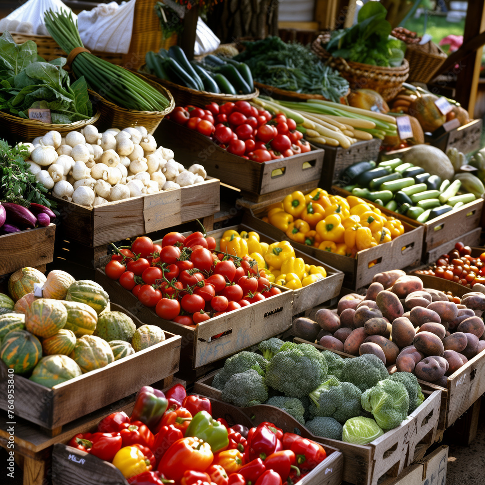 Fresh organic produce displayed at a farmers' market