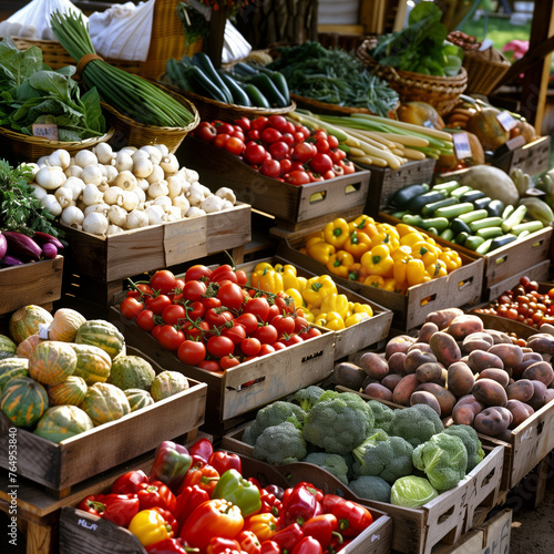 Fresh organic produce displayed at a farmers' market