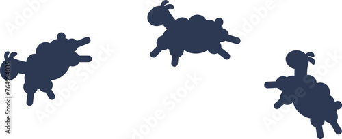 Jumping sheeps silhouettes. Sweet dreams black symbol