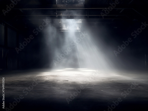Illuminated dust particles floating in a beam of light within a darkened room, evoking wonder. Generative AI