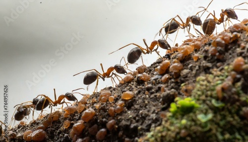 Ants walking on small mountain as big goal and working together to achieve it © Kaspars