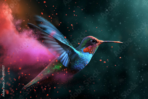 highspeed concept image. humming bird with smoke. dynamic image.  © CreativeCreations