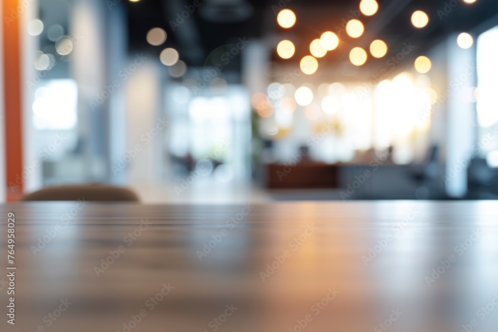 Fototapeta premium Captivating abstract bokeh in the blurred open space of office interior