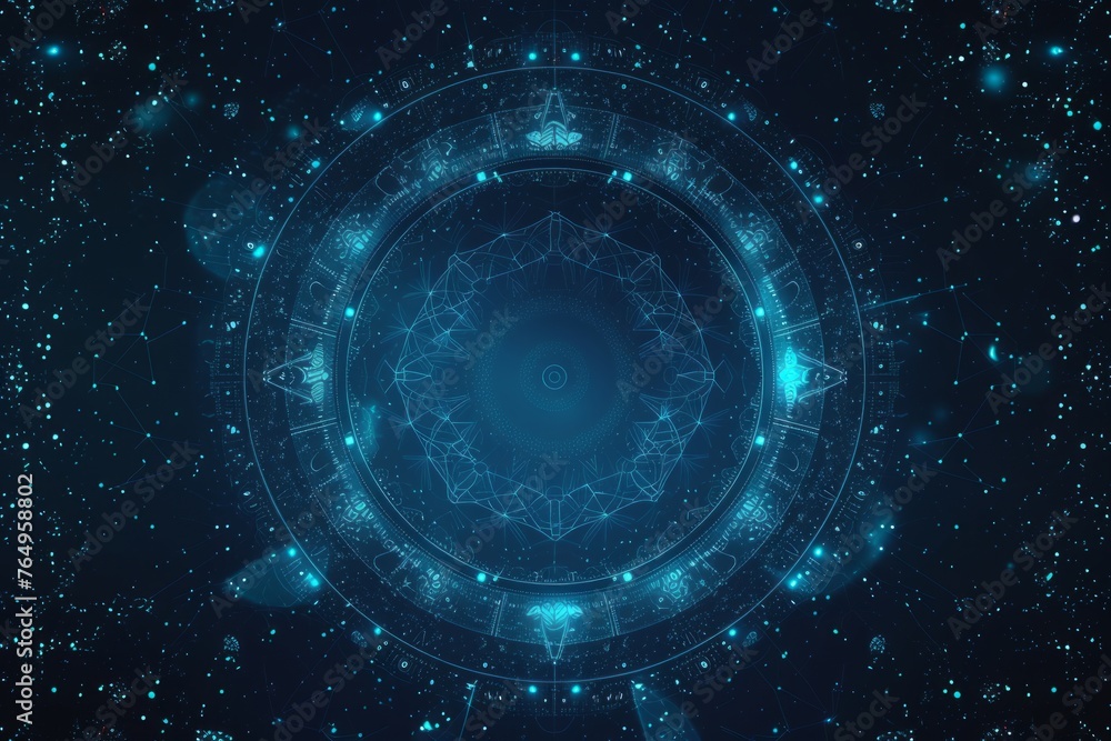 Blue circular geometric abstract frame on textured background Blue circular geometric abstract frame on textured background