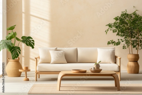 Sophisticated scandinavian modern living room interior design with minimalist home decor © Mari
