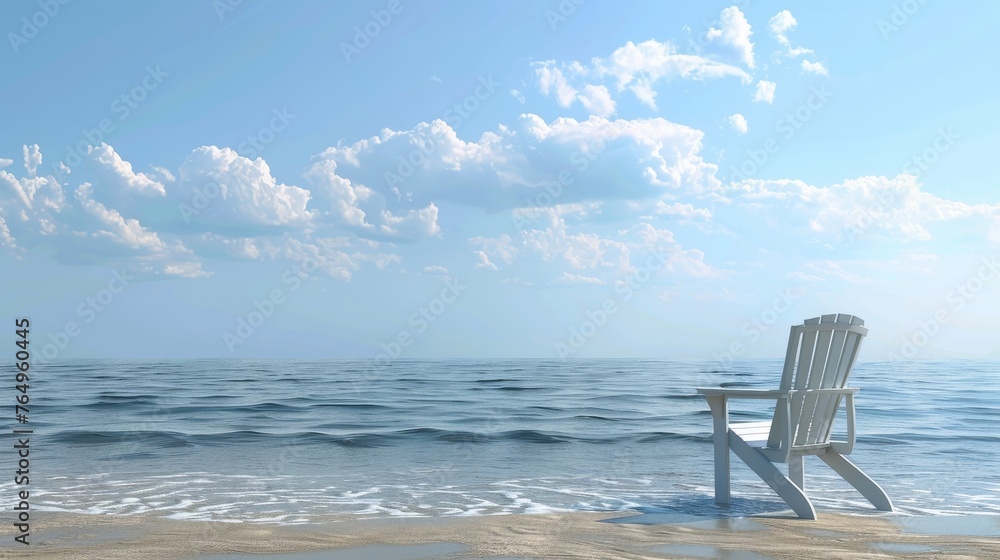 Seaside Solitude Tranquil Beach Chair Scene for Relaxation and Reflection Seaside Solitude Tranquil Beach Chair Scene for Relaxation and Reflection