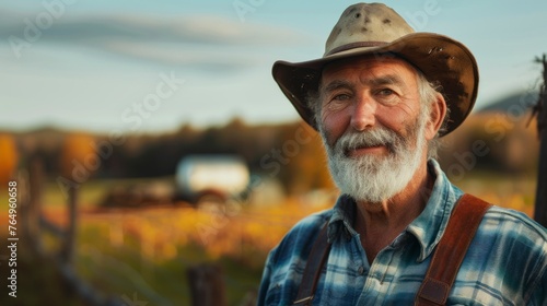 portrait of a farmer on his farm on a sunset in high resolution and high quality HD