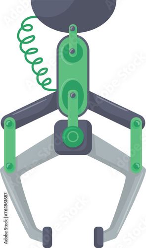 Mechanical grabber tool. Cartoon robotic claw icon