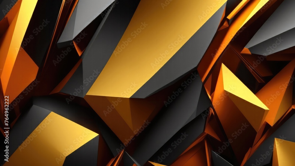 Obraz premium 3D Abstract colorful Orange, Black and gold wallpaper with sharp edges