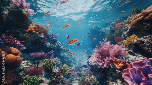 Ocean Symphony Vibrant Coral Reefs Alive with Diverse Marine Life Tropical Fish Sea Turtles and More in Stunning Underwater Shot