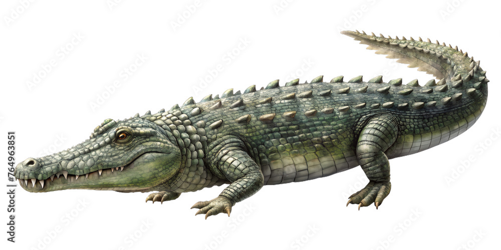 Naklejka premium aggressive crocodile with open mouth and grungy skin and sinister look 