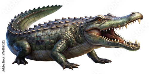 aggressive crocodile with open mouth and grungy skin and sinister look 