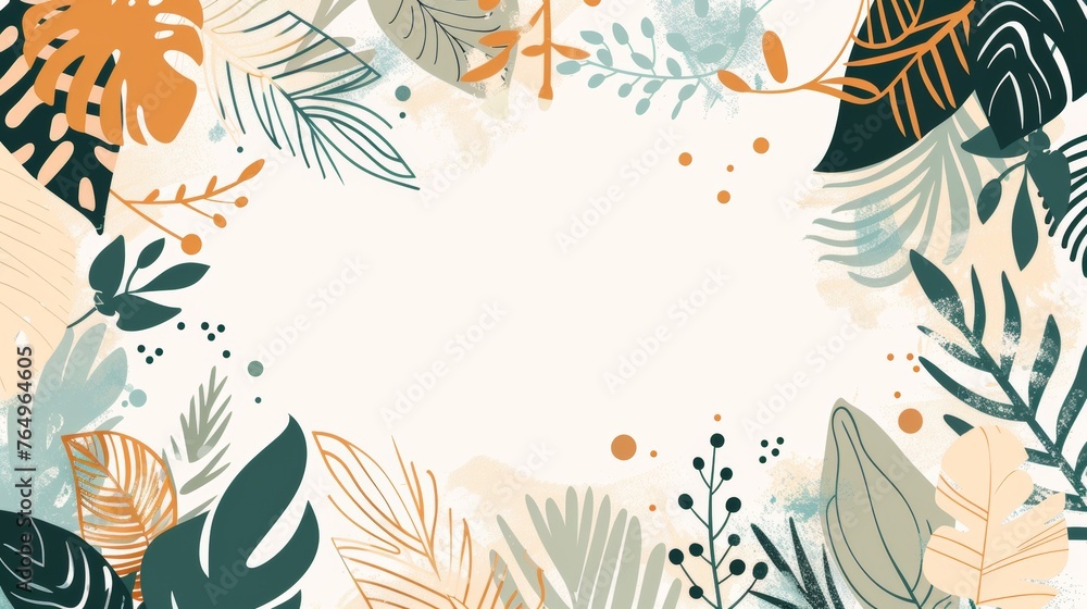 The abstract art nature background modern. Modern shape line art wallpaper. Tropical foliage and floral pattern design for summer sale banners, wall art, prints, and fabrics.