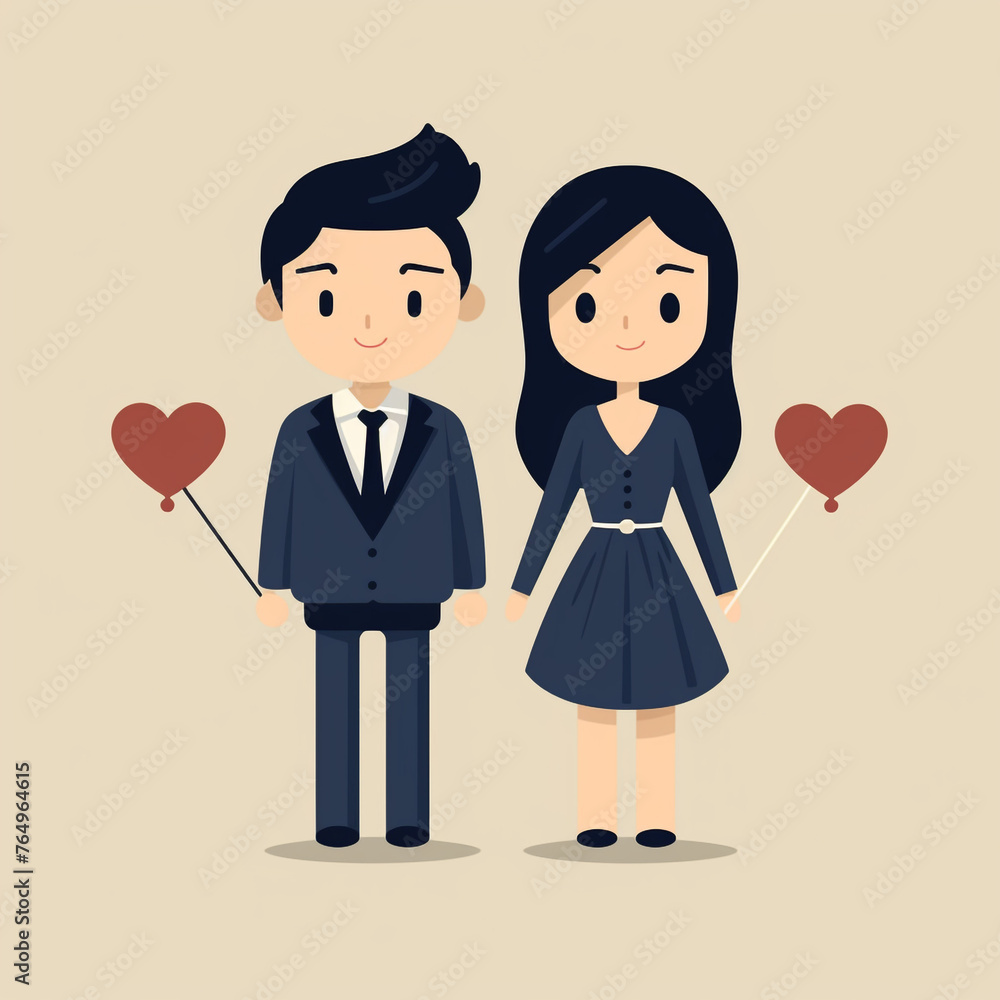 a pair of cartoon couple with hearts inside, in the style of animated gifs сreated with Generative Ai a pair of cartoon couple with hearts inside, in the style of animated gifs сreated with Generative Ai