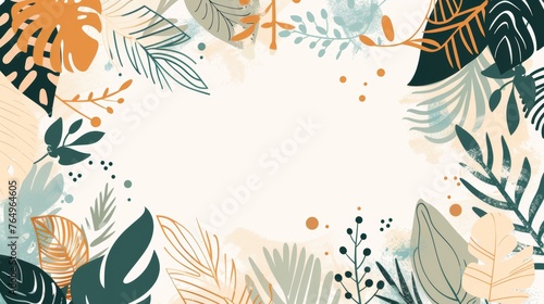 The abstract art nature background modern. Modern shape line art wallpaper. Tropical foliage and floral pattern design for summer sale banners, wall art, prints, and fabrics.