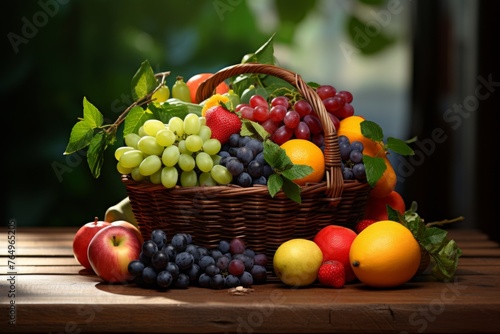 Variety of nutritious fruits in a basket