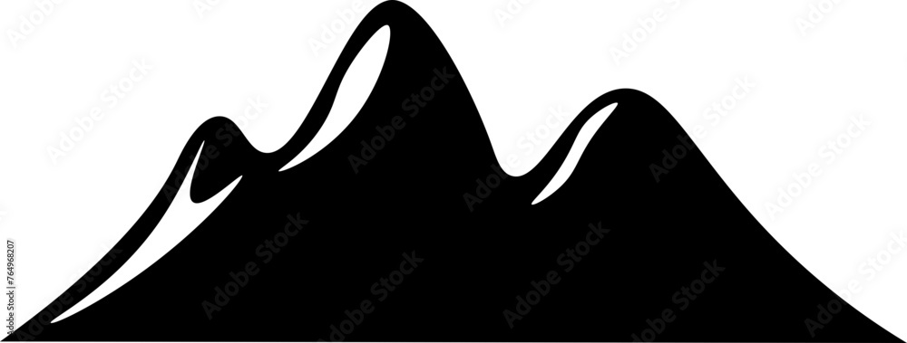 Mountain Silhouette with Three Peaks Transparent Background