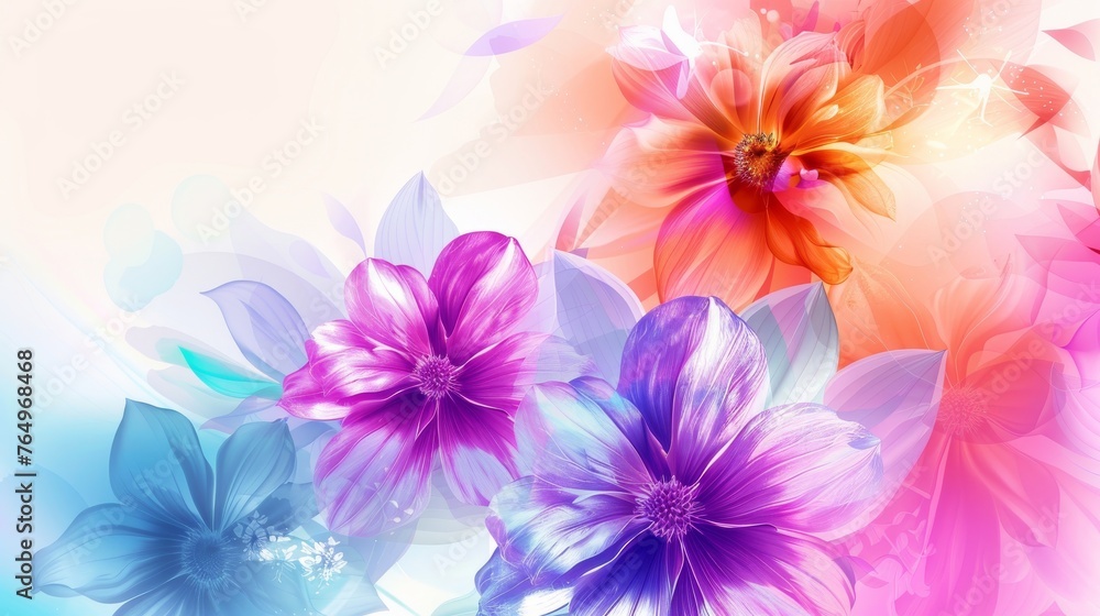 Colorful background with flowers in an abstract style