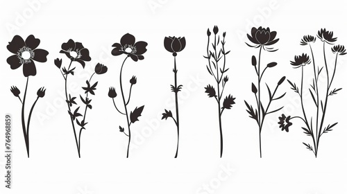 Modern silhouettes of simple flowers in eps8 format