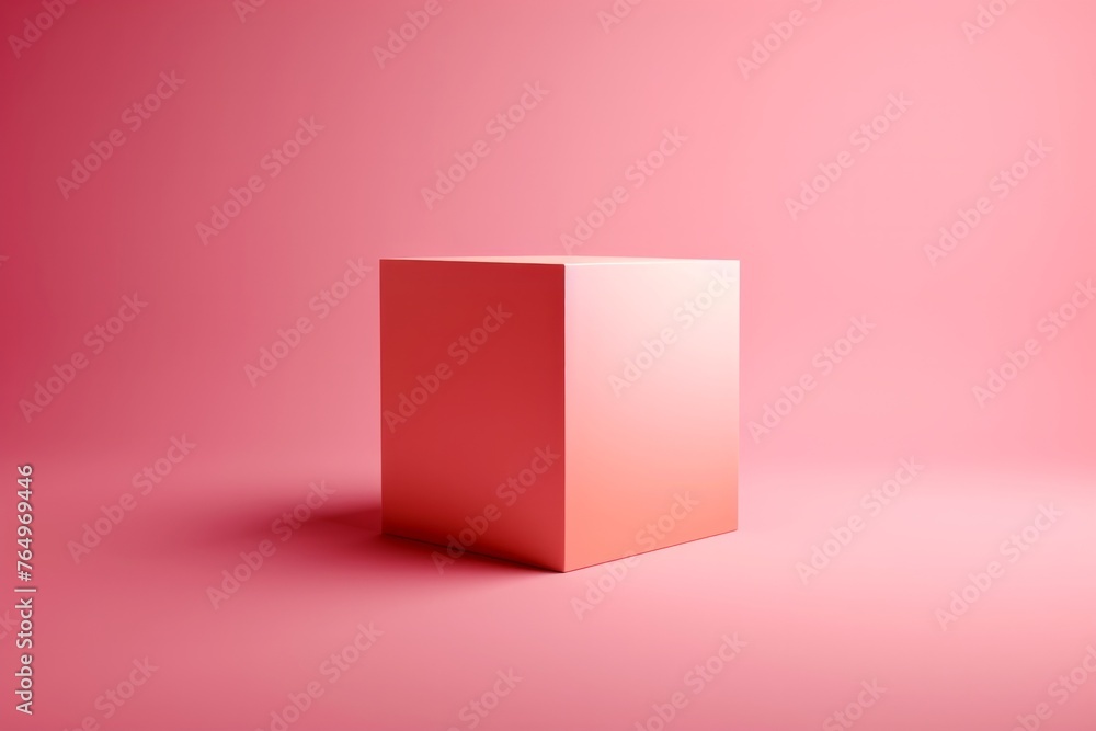 A striking red cube stands prominently on a soft pink gradient, symbolizing strength and confrontation amidst subtlety and grace A striking red cube stands prominently on a soft pink gradient, symbolizing strength and confrontation amidst subtlety and grace