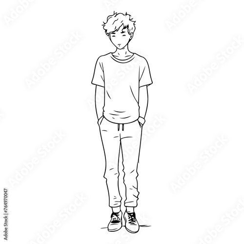 Handsome young man in casual clothes. Vector sketch illustration. © Waqar