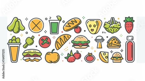 Design of a food object border line icon in modern format