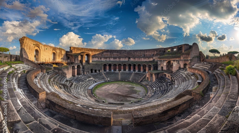 ancient roman theater coliseum in ruins
