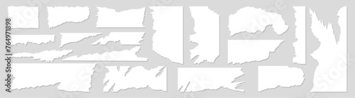 Set of Torn paper.Ripped paper. Collection of pieces of torn paper.Vector