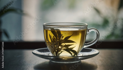 A glass cup of white tea.
