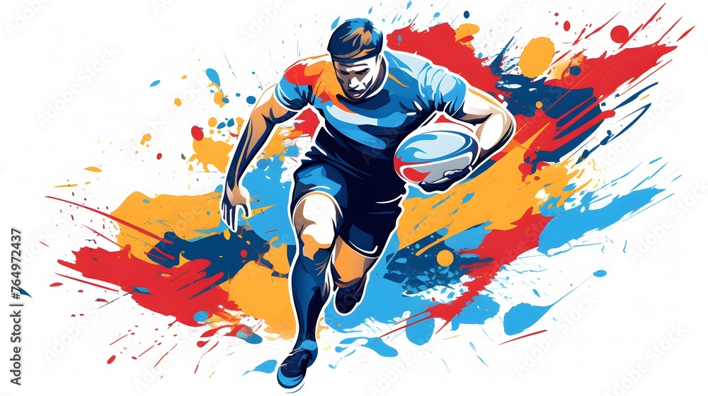 Rugby Illustration in Simple Lines and Bright Colors Rugby Illustration in Simple Lines and Bright Colors