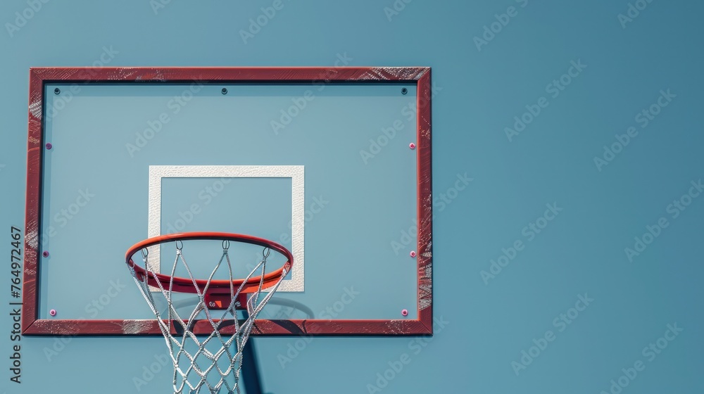 3d render of Basketball board with hoop isolated on blue background with copy space, Generative AI