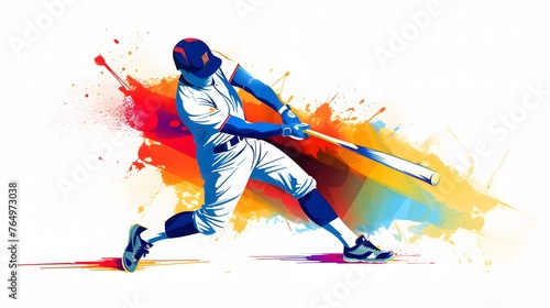 baseball Illustration in Simple Lines and Bright Colors