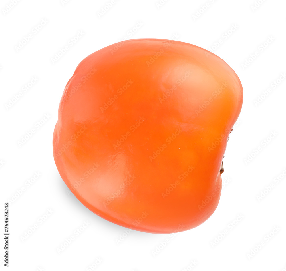 Delicious ripe juicy persimmon isolated on white, top view Delicious ripe juicy persimmon isolated on white, top view