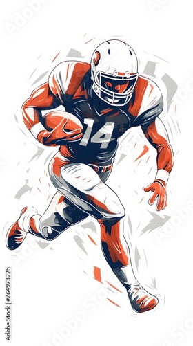 American Football Illustration in Simple Lines and Bright Colors