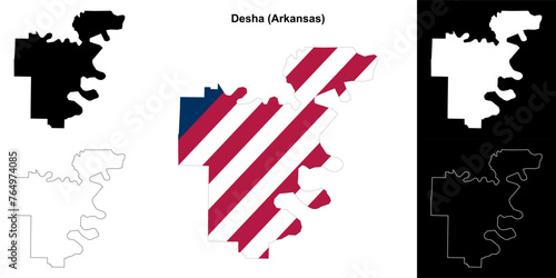Desha county outline map set