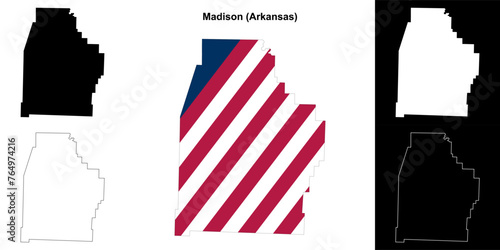 Madison county outline map set