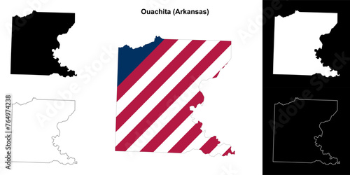 Ouachita county outline map set