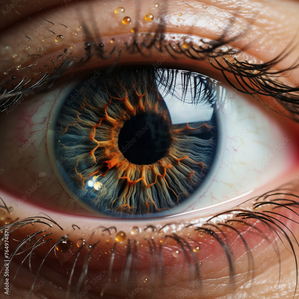 A detailed macro photo of a human eye, without any reflections сreated with Generative Ai
