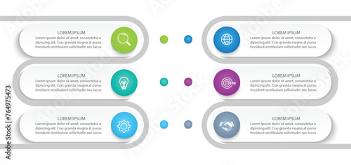 Vector abstract elements of graph infographic template with label, integrated circles. business concept with 6 options.
