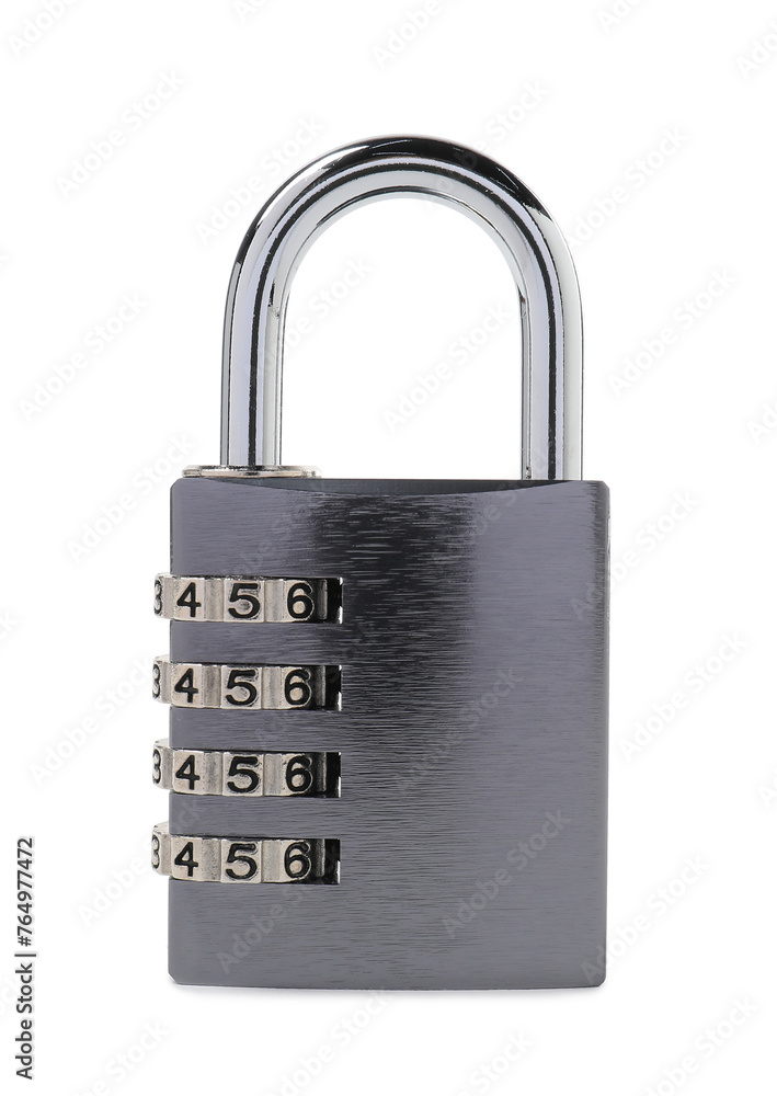 Locked steel combination padlock isolated on white Locked steel combination padlock isolated on white