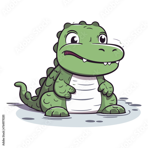 Cartoon crocodile isolated on a white background.