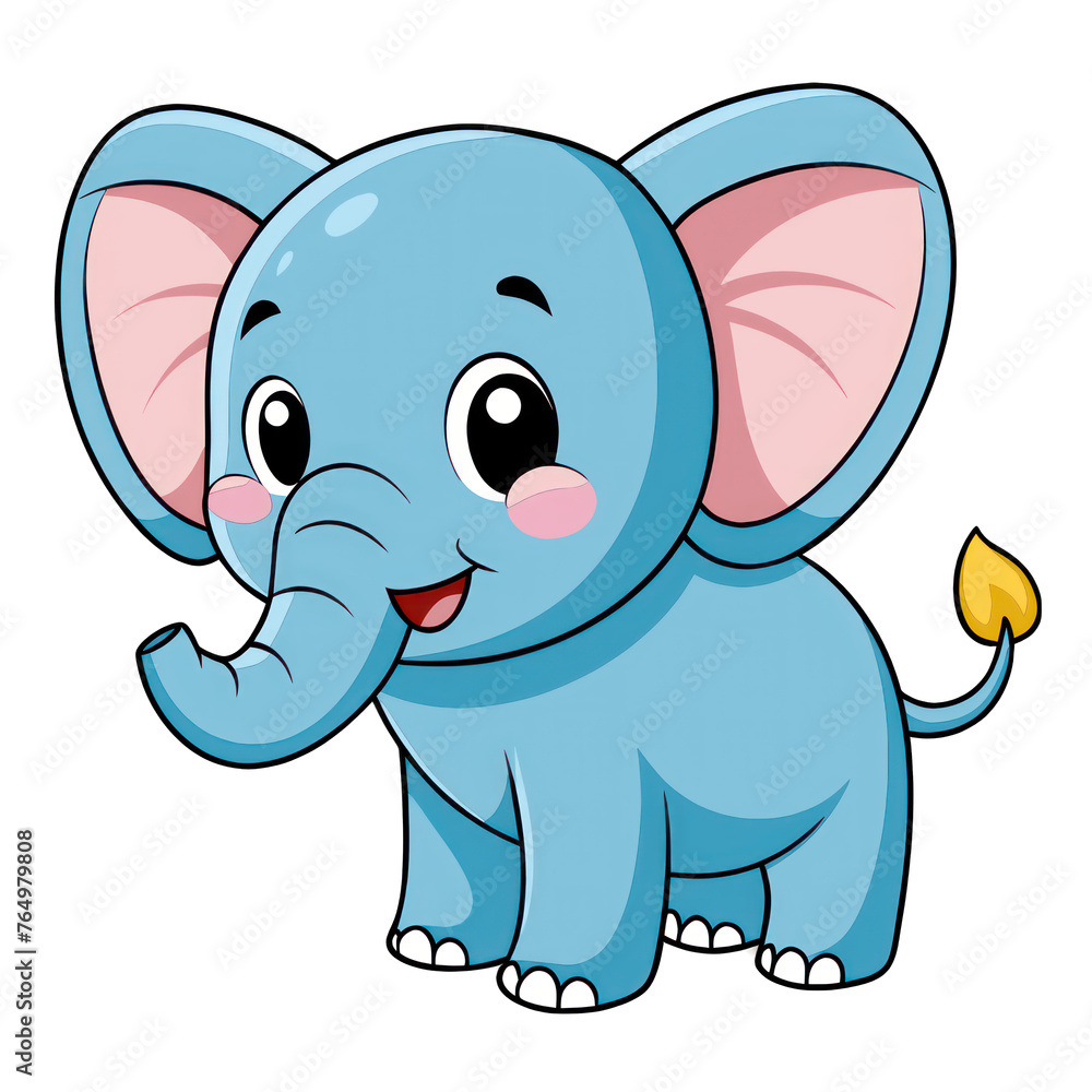 Naklejka premium Cartoon elephant illustration with cute baby mouse and funny rat characters isolated in vector art