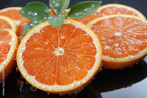 Orange succulent fresh fruit isolated in white, generative IA