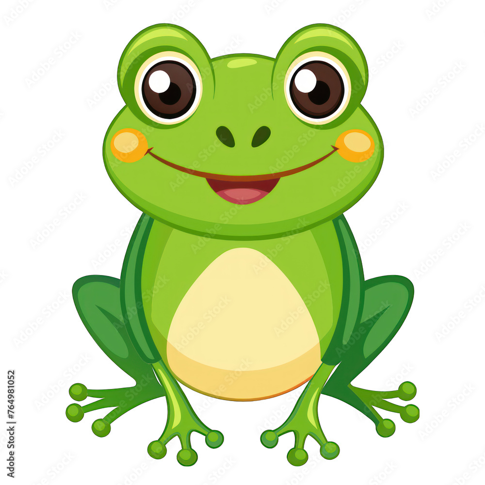 Green frog cartoon sitting on white background Green frog cartoon sitting on white background