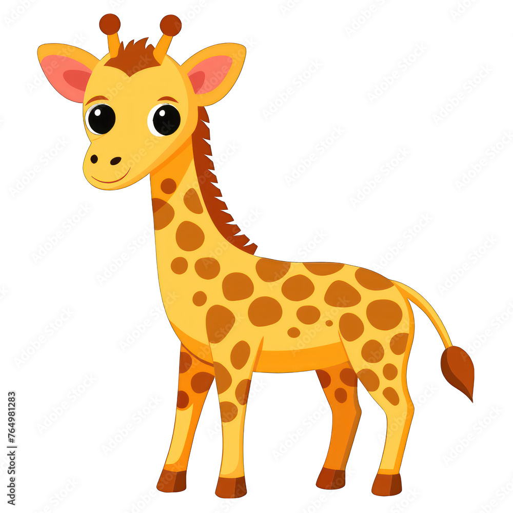 Giraffe Cartoon Illustration: Cute Giraffe Character Isolated on White Background Giraffe Cartoon Illustration: Cute Giraffe Character Isolated on White Background