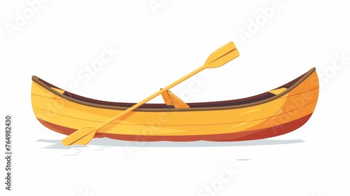 Canoe boat with paddle. River vehicle with oar for rafting and swimming. Flat modern illustration isolated on white. © Mark