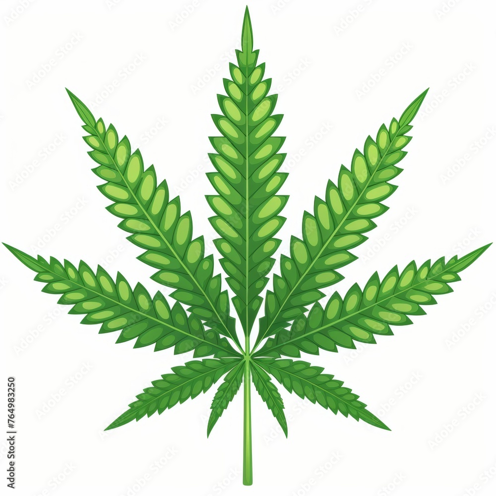 Vector illustration of cannabis plant leaf. - obrazy, fototapety, plakaty 