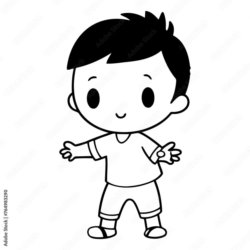 cute little boy playing with a hoop vector illustration eps10