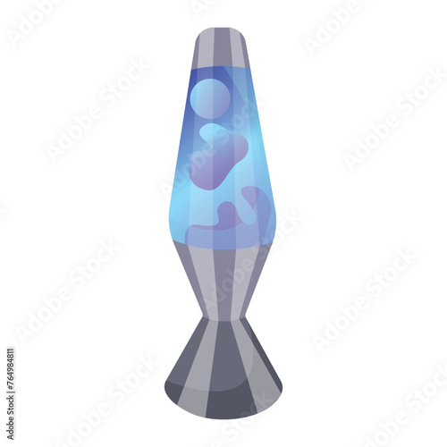 Vector illustration of a lava lamp in blue colour. Interior items in retro style, night light. Retro 90s Shape Design Element. Vector illustration on a white background.