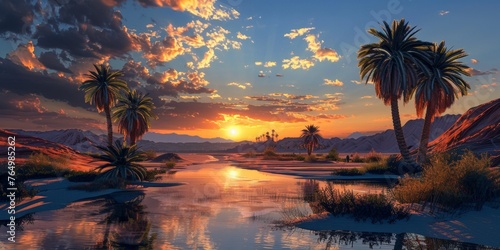 Desert Oasis Sunset